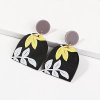 Acrylic Jewelry Earring, Tibetan Style, with Acrylic, brushwork, fashion jewelry & for woman, black, 47x32mm, Sold By Pair