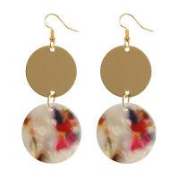 Tibetan Style Drop Earrings, with Acetate, fashion jewelry & for woman, more colors for choice, 65x25mm, Sold By Pair