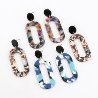 Akryl smykker ørering, Zinc Alloy, med Acetatark, mode smykker & for kvinde, flere farver til valg, 60x22mm, Solgt af par