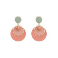 Acrylic Jewelry Earring Zinc Alloy with Acrylic fashion jewelry & for woman & enamel pink Sold By Pair