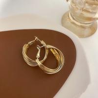 alliage de zinc boucle d'oreille cercle, Placage, bijoux de mode & pour femme, plus de couleurs à choisir, 39mm, Vendu par paire