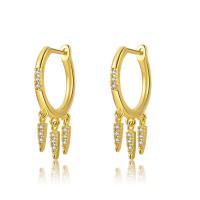 Huggie Hoop Drop Earring, Brass, plated, fashion jewelry & micro pave cubic zirconia & for woman, more colors for choice, 24mm, Sold By Pair