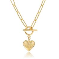 Zinc Alloy Jewelry Necklace Heart plated fashion jewelry & for woman golden 18mm Length 19.88 Inch Sold By PC