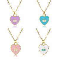 Brass Necklace high quality plated fashion jewelry & for woman & enamel Length 15.75 Inch Sold By PC