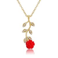Zinc Alloy Jewelry Necklace with Resin fashion jewelry & for woman red Length 15.75 Inch Sold By PC