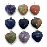 Gemstone Pendants Jewelry, with Iron, Heart, plated, DIY & different materials for choice, more colors for choice, 20mm, Sold By PC
