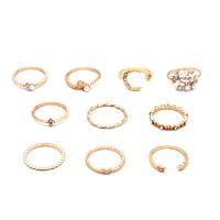 Cink Alloy Ring Set, Cink ötvözet, finger ring, -val Műanyag Pearl, galvanizált, 10 darab & strasszos, Belső átmérő:Kb 18mm, Által értékesített Set