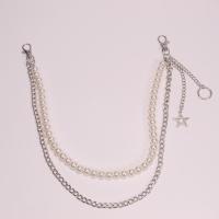 Stainless Steel Waist Chain with Plastic Pearl plated Double Layer 45cm 55cm Sold By PC