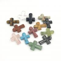 Gemstone Pendants Jewelry, Cross, DIY & different materials for choice, more colors for choice, 35x25mm, Sold By PC