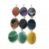 Lace Agate Pendants, Dragon Veins Agate, with Iron, DIY, more colors for choice, 25x35x7mm, Sold By PC