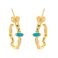 Cubic Zirconia Micro Pave Brass Earring gold color plated fashion jewelry & micro pave cubic zirconia Sold By Pair