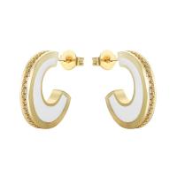 Cubic Zirconia Micro Pave Brass Earring, gold color plated, fashion jewelry & micro pave cubic zirconia & enamel, more colors for choice, 17.50x2.50mm, Sold By Pair