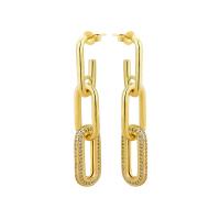 Brass Drop Earring plated fashion jewelry & micro pave cubic zirconia Sold By Pair