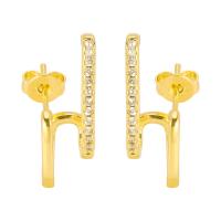 Cubic Zirconia Micro Pave Brass Earring, plated, fashion jewelry & micro pave cubic zirconia, more colors for choice, 19x7mm, Sold By Pair