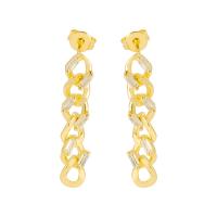 Cubic Zirconia Micro Pave Brass Earring, plated, fashion jewelry & micro pave cubic zirconia, more colors for choice, 28x6mm, Sold By Pair