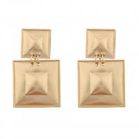 Zinc Alloy Drop Earrings Square gold color plated fashion jewelry & for woman golden nickel lead & cadmium free Sold By Pair