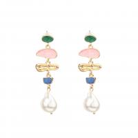 Zinc Alloy Drop Earrings with enamel gold color plated fashion jewelry & for woman golden nickel lead & cadmium free Sold By Pair