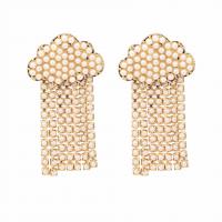 Zinklegierung Ohrringe, mit Kunststoff Perlen, goldfarben plattiert, Modeschmuck & für Frau, goldfarben, frei von Nickel, Blei & Kadmium, 55x31mm, verkauft von Paar