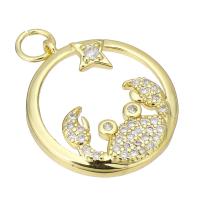Cubic Zirconia Micro Pave Brass Pendant, gold color plated, micro pave cubic zirconia & hollow, 18x21x3mm, Hole:Approx 4mm, Sold By PC