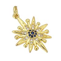 Cubic Zirconia Micro Pave Brass Pendant, gold color plated, micro pave cubic zirconia, 17.50x22x2mm, Hole:Approx 2mm, Sold By PC