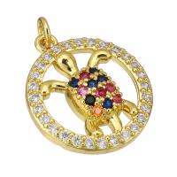 Cubic Zirconia Micro Pave Brass Pendant, gold color plated, micro pave cubic zirconia & hollow, 17x20x4mm, Hole:Approx 3mm, Sold By PC