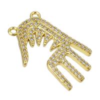 Cubic Zirconia Micro Pave Brass Connector, Hand, gold color plated, micro pave cubic zirconia, 18x24x2mm, Hole:Approx 1.5mm, Sold By PC