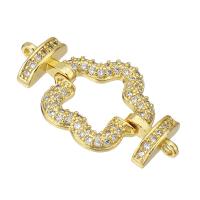 Cubic Zirconia Micro Pave Brass Connector Hand gold color plated micro pave cubic zirconia & hollow Approx 1mm Sold By PC