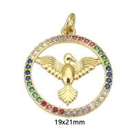 Cubic Zirconia Micro Pave Brass Pendant, gold color plated, micro pave cubic zirconia & hollow, 18x21x2mm, Hole:Approx 2mm, Sold By PC