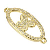 Cubic Zirconia Micro Pave Brass Connector, gold color plated, butterfly design & micro pave cubic zirconia & hollow, 29x12x3mm, Hole:Approx 1mm, Sold By PC