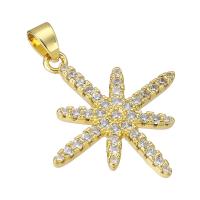 Cubic Zirconia Micro Pave Brass Pendant, Octagon, gold color plated, micro pave cubic zirconia, 21x24x3mm, Hole:Approx 3mm, Sold By PC