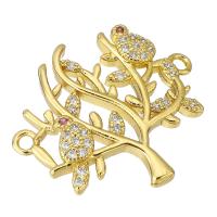Cubic Zirconia Micro Pave Brass Connector Tree gold color plated micro pave cubic zirconia Approx 2mm Sold By PC