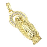 Cubic Zirconia Micro Pave Brass Pendant, gold color plated, micro pave cubic zirconia & hollow, 14x33x4mm, Hole:Approx 3mm, Sold By PC