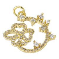 Cubic Zirconia Micro Pave Brass Pendant, gold color plated, micro pave cubic zirconia & hollow, 19x20x3mm, Hole:Approx 2mm, Sold By PC
