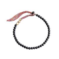 Black Agate Bracelets, with Brass, different length for choice & Unisex, Sold By PC