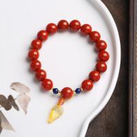Red Agate Bracelets, with Lapis Lazuli & Beeswax & Yunnan Red Agate & Lampwork, for woman, 10mm, Length:Approx 14-16 cm, Sold By PC