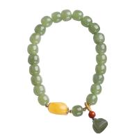 Gemstone Bracelets, Hetian Jade, with Beeswax & Yunnan Red Agate, handmade, for woman, nickel, lead & cadmium free, 7x8mm, Length:Approx 14-16.5 cm, Sold By PC