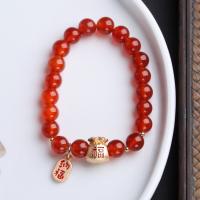Agate Jewelry Bracelet White Agate with Aventurine & Red Agate & Brass 14K gold-filled & for woman 8mm Length Approx 14-16 cm Sold By PC