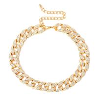 Cink Alloy nakit ogrlice, pozlaćen, za žene & s Rhinestone, više boja za izbor, Prodano By PC