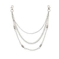 aleación de zinc cadena de cintura, chapado, para mujer & con diamantes de imitación, plateado, Vendido por UD