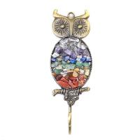 Hængende ornamenter, Zinc Alloy, med Natursten, Owl, blandede farver, 30x90mm, Solgt af PC