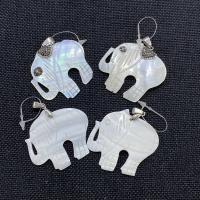 Shell Pendants Zinc Alloy with Rhinestone Clay Pave & Shell Elephant Carved mixed colors Sold By PC