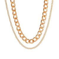 Zinklegierung Schmuck Halskette, plattiert, Doppelschicht & Modeschmuck & für Frau, goldfarben, Länge:18.11 ZollInch, verkauft von PC