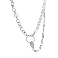 Пластиковый жемчужное ожерелье, цинковый сплав, с Пластиковая жемчужина, Другое покрытие, ювелирные изделия моды & Женский, оригинальный цвет, длина:15.16 дюймовый, продается PC