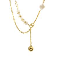 Plastik-Perlenkette, Zinklegierung, mit Kunststoff Perlen, plattiert, Modeschmuck & für Frau, goldfarben, Länge:16.74 ZollInch, verkauft von PC