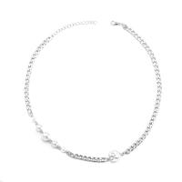 Collar de perlas de plástico, aleación de zinc, con Perlas plásticas, chapado, Joyería & para mujer, color original, Vendido por UD