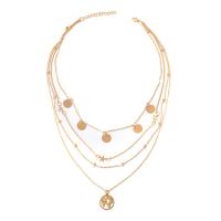 Multi Layer Necklace, Tibetan Style, plated, fashion jewelry & multilayer & for woman, golden, Length:17.13 Inch, Sold By PC
