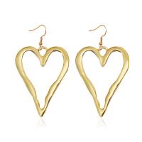 Zinklegierung Ohrringe, Herz, plattiert, Modeschmuck & für Frau, goldfarben, 75x40mm, verkauft von Paar