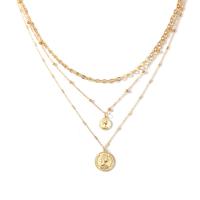 Multi Layer Necklace Zinc Alloy three layers & fashion jewelry & for woman golden Length 16.34 Inch Sold By PC