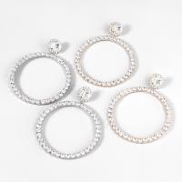 Boucle d'oreille strass, alliage de zinc, bijoux de mode & pour femme & avec les strass de verre & avec strass, plus de couleurs à choisir, 102x78mm, Vendu par paire