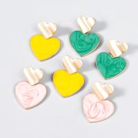 Pendientes de Aleación de Zinc, Corazón, Joyería & para mujer & esmalte, más colores para la opción, 54x30mm, Vendido por Par